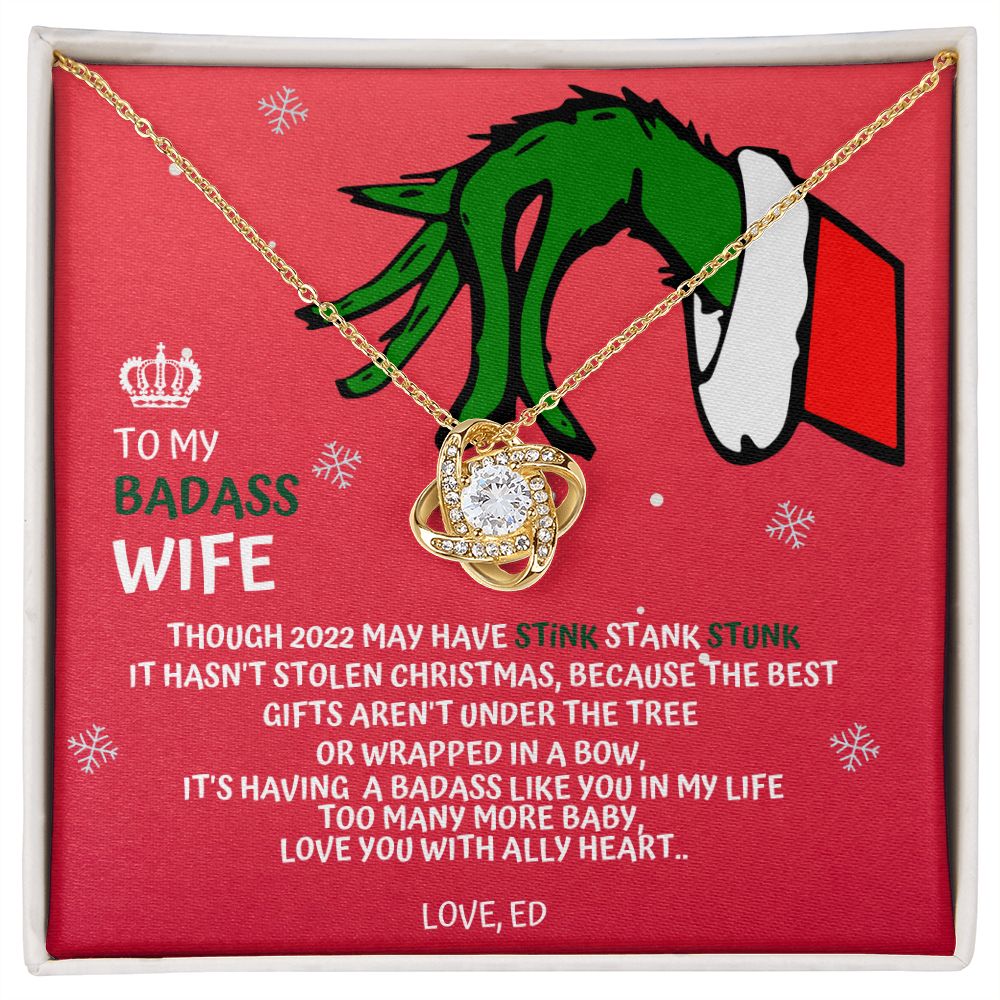 CUSTOM - To My Badass Wife Grinch Necklace Love Ed
