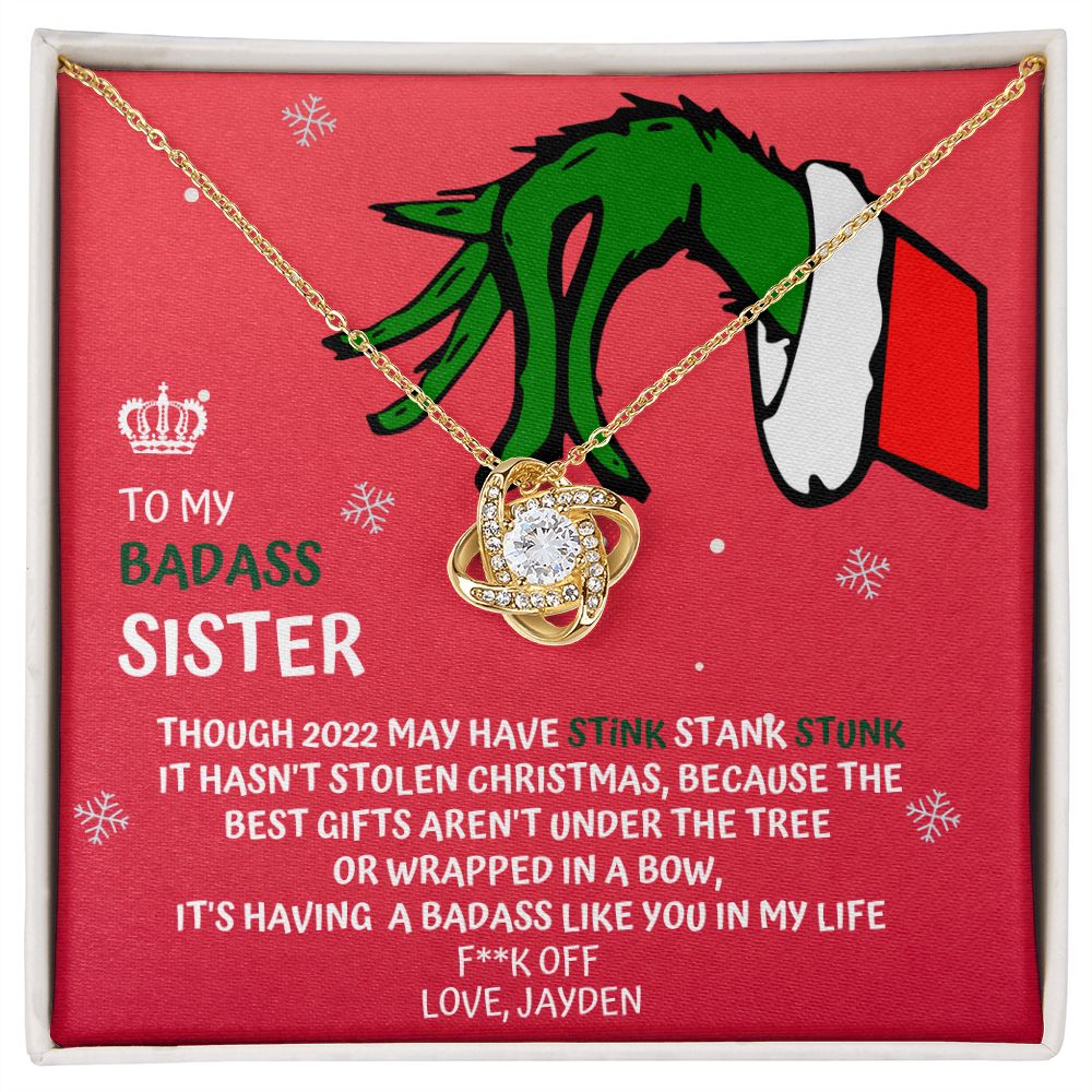 CUSTOM - To My Badass Sister Grinch Necklace Love Jayden Cody
