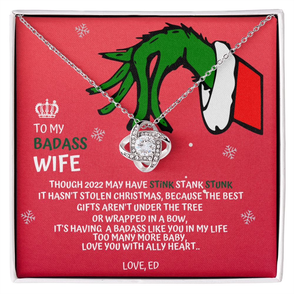 CUSTOM - To My Badass Wife Grinch Necklace Love Ed