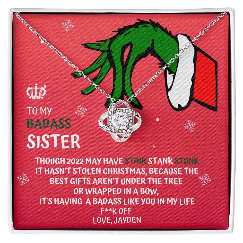CUSTOM - To My Badass Sister Grinch Necklace Love Jayden Cody