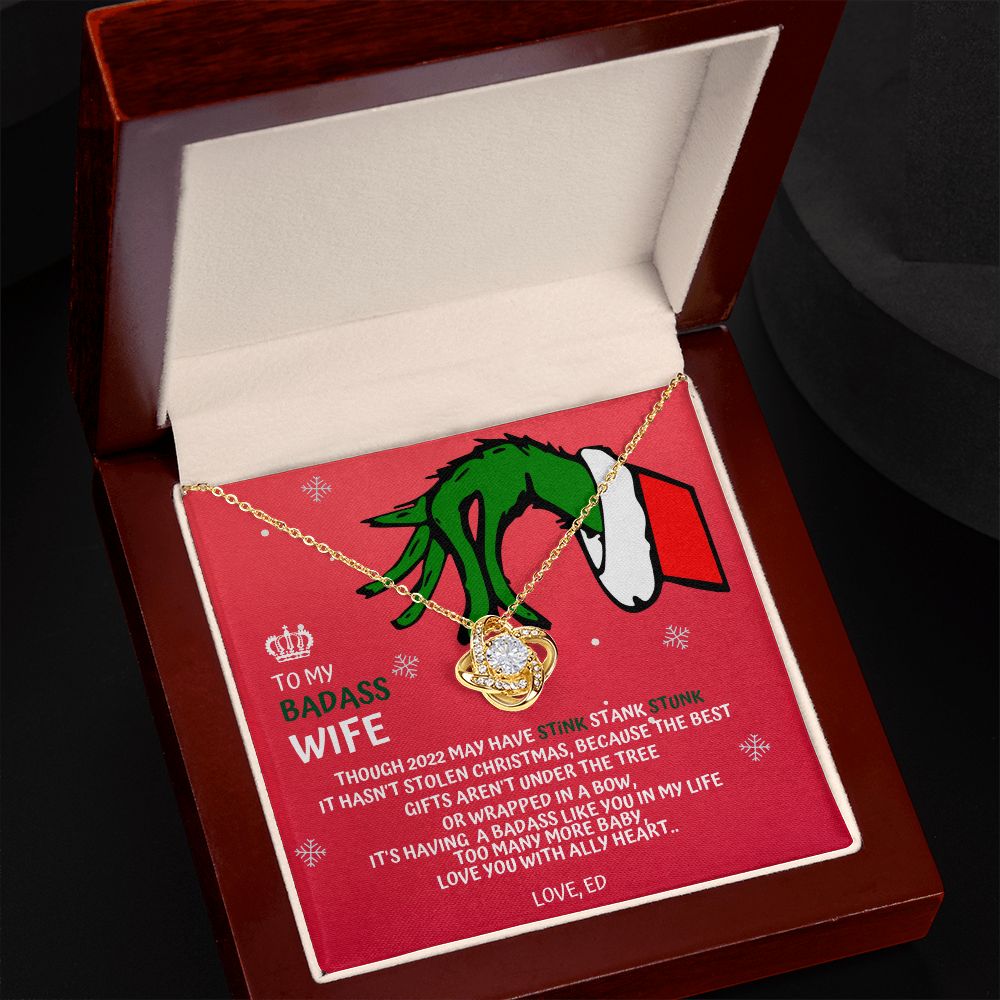 CUSTOM - To My Badass Wife Grinch Necklace Love Ed