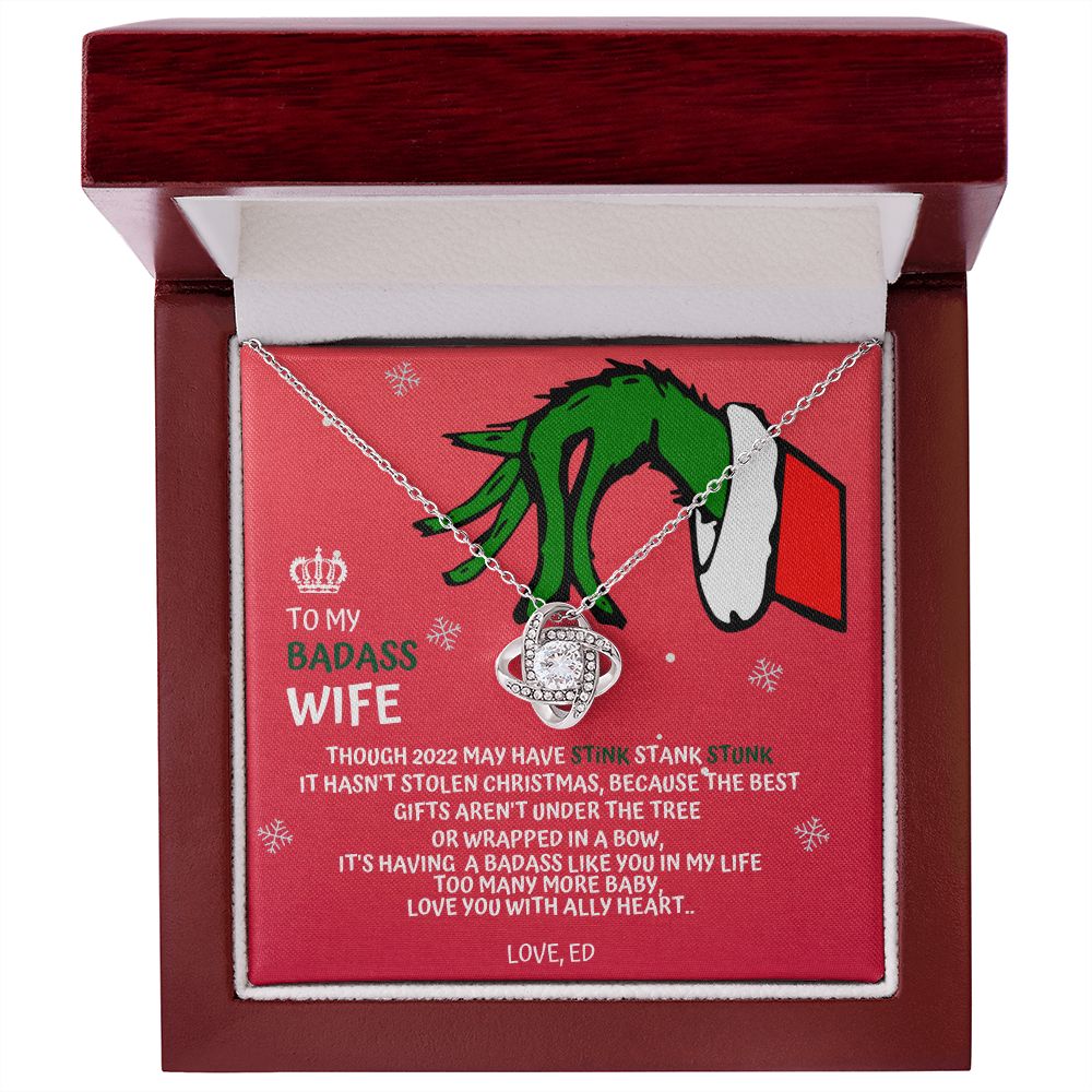 CUSTOM - To My Badass Wife Grinch Necklace Love Ed