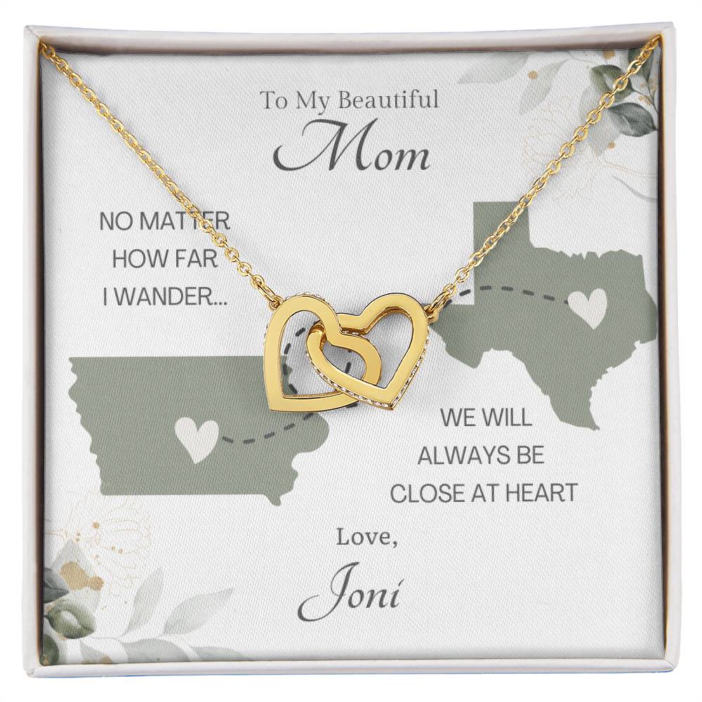 Long Distance Mom Necklace Interlocking Hearts *ldmi