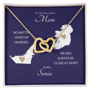 Long Distance Mom Interlocking Hearts Necklace Dark