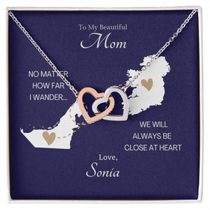 Long Distance Mom Interlocking Hearts Necklace Dark