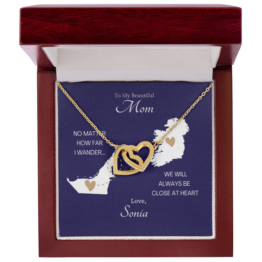 Long Distance Mom Interlocking Hearts Necklace Dark