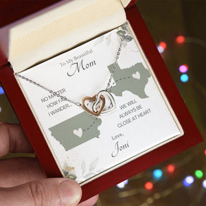 Long Distance Mom Necklace Interlocking Hearts *ldmi